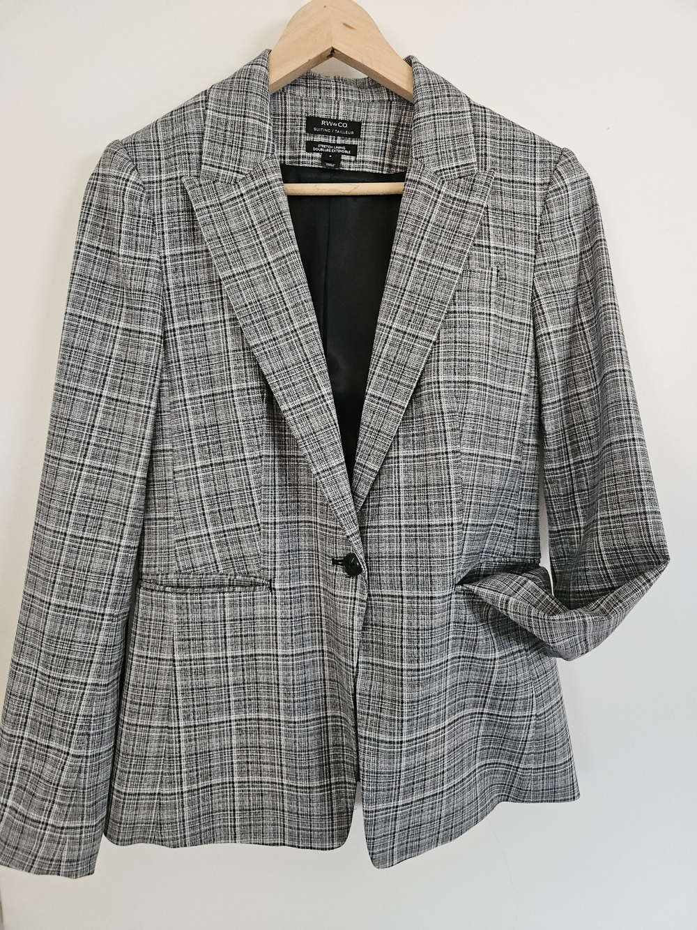 RW&CO. Gray and Black Glen Plaid Single-Button Blazer, Suit Pant & Pencil Skirt